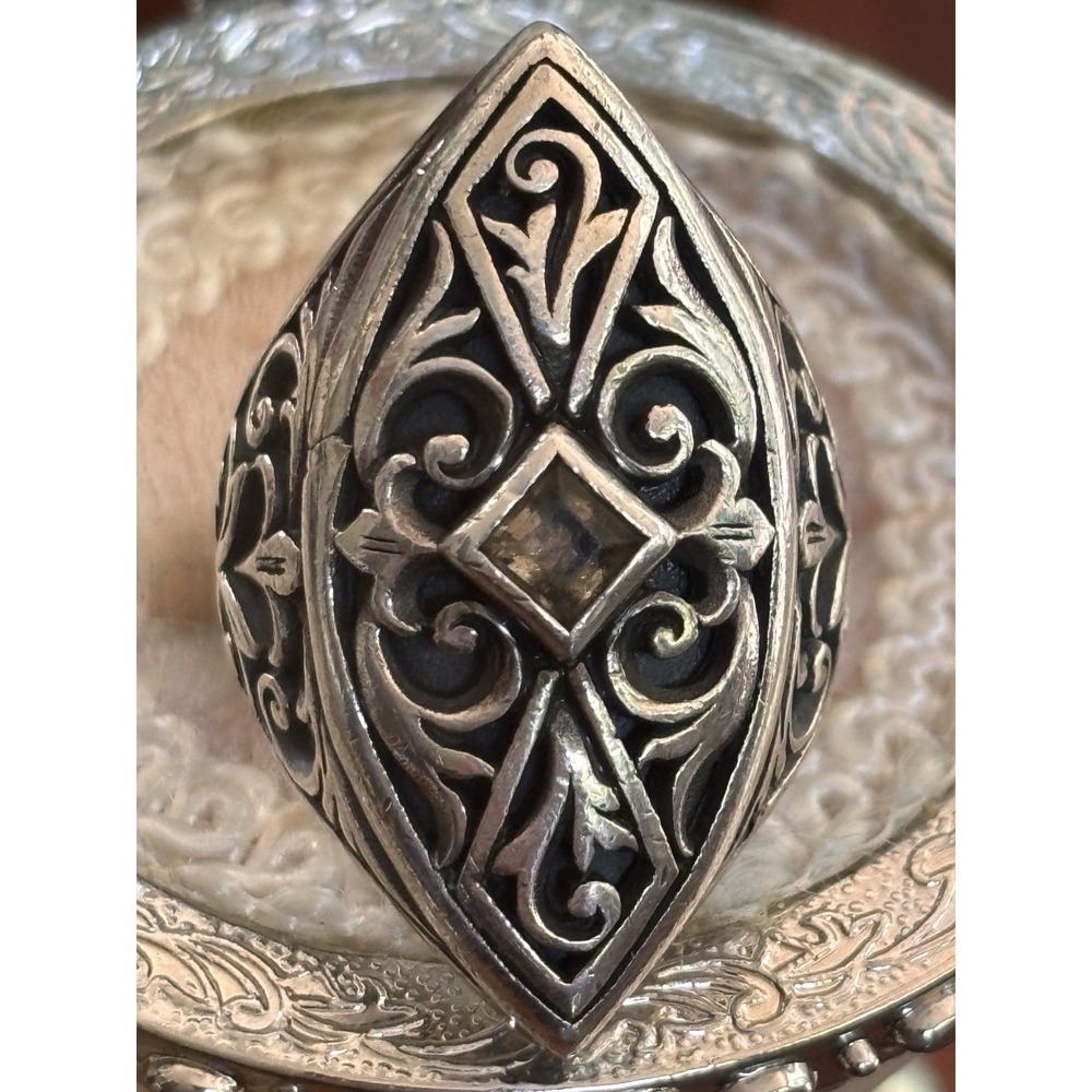 Brighton Ring Genuine Citrine .925 Sterling Silver Size 6.5 Ring~~Vintage